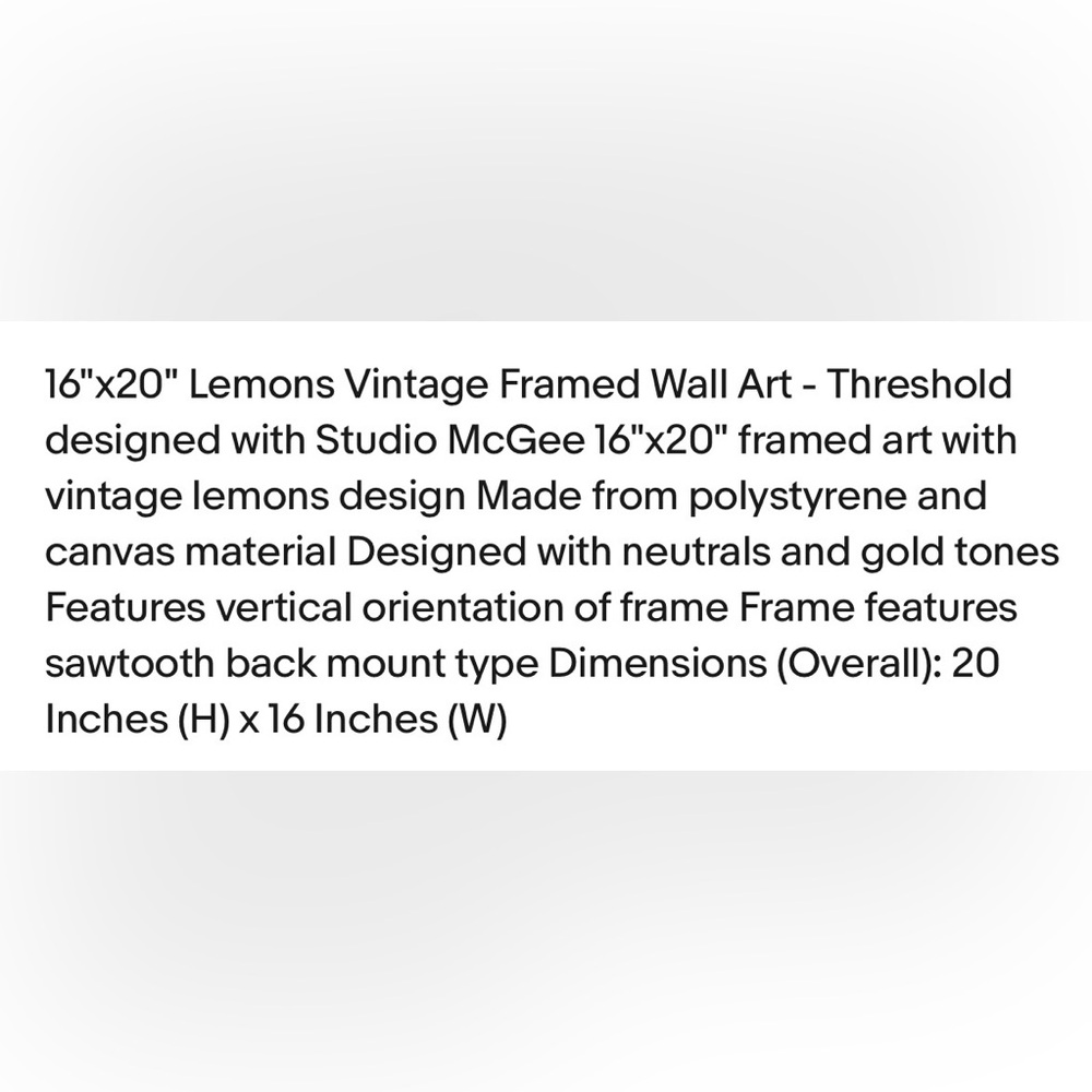 2pack!!! Threshold- Sudio McGee vintage style lemons framed Wall Art - Picture 6 of 8
